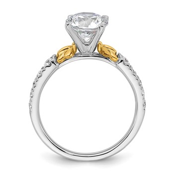 14k Two-tone Semi-mount Diamond Peg Set Leaf Engagement Ring — alternate view