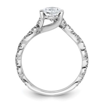 14k White Gold Semi-Mount Diamond Pear Center Twist Engagement Ring — alternate view