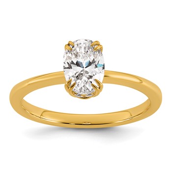 14k Semi-mount Diamond Basket Oval Center Engagement Ring