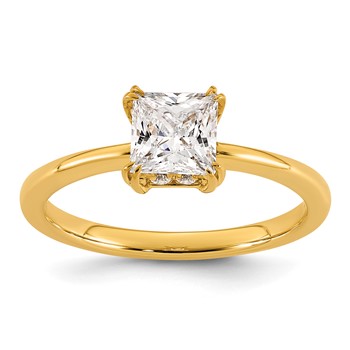 14k Semi-mount Diamond Basket Princess Center Engagement Ring