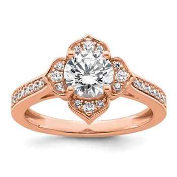 14k Rose Gold Semi-Mount Diamond Round Center Engagement Ring