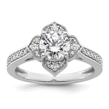 14k White Gold Semi-Mount Diamond Round Center Engagement Ring