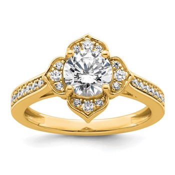 14k Semi-Mount Diamond Round Center Engagement Ring