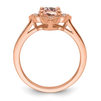 14k Rose Gold Complete Diamond/Morganite Round Engagement Ring — alternate view