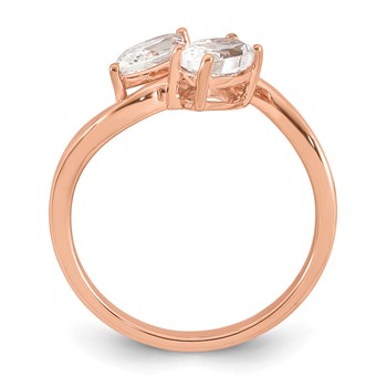 14k Rose Gold 1 carat Lab Grown Diamond VS+ F+ Complete Two Stone Fashion Ring — alternate view