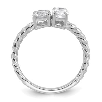 14k White Gold 1 carat Lab Grown Diamond VS+ F+ Complete Two Stone Fashion Ring — alternate view