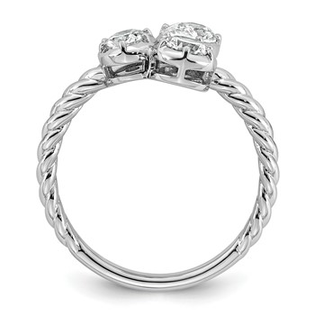 14k White Gold 1 carat Lab Grown Diamond VS+ F+ Complete Three Stone Fashion Ring — alternate view