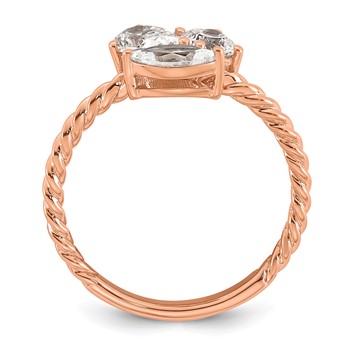 14k Rose Gold 1 carat Lab Grown Diamond VS+ F+ Complete Three Stone Fashion Ring — alternate view