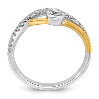14k Two-Tone Yellow and White Gold 1/3 carat Lab Grown Diamond VS+ F+ Complete Fashion Twist Ring — alternate view