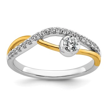 14k Two-Tone Yellow and White Gold 1/3 carat Lab Grown Diamond VS+ F+ Complete Fashion Twist Ring