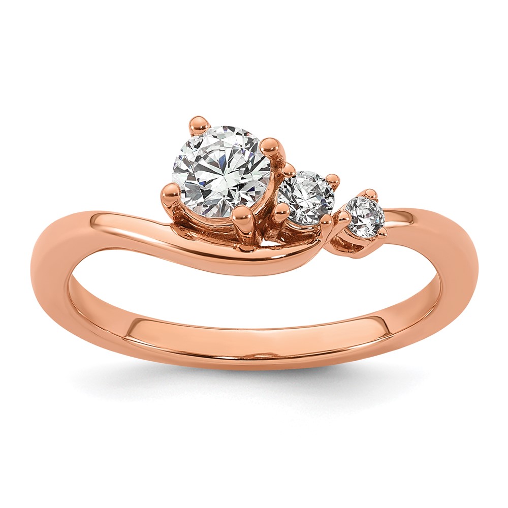 14k Rose Gold 1/2ct Lab Grown Diamond VS+ F+ Round Comp Eng Ring