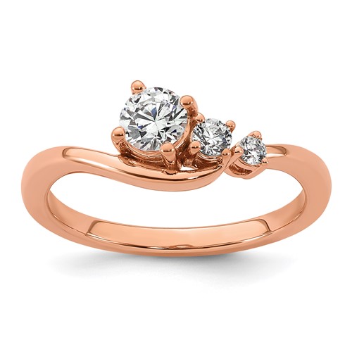 14k Rose Gold 1/2ct Lab Grown Diamond VS+ F+ Round Comp Eng Ring