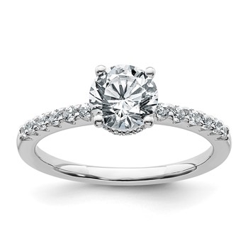 14k White Gold 1 1/4 carat Lab Grown Diamond VS+ F+ Round Complete Engagement Ring