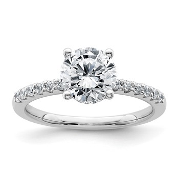 14k White Gold 1 3/4 carat Certified Lab Grown Diamond VS+ F+ Round Complete Engagement Ring