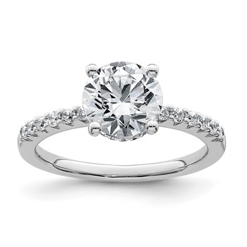 14k White Gold 2 1/4 carat Certified Lab Grown Diamond VS+ F+ Round Complete Engagement Ring