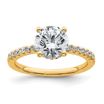 14k 2 1/4 carat Certified Lab Grown Diamond VS+ F+ Round Complete Engagement Ring