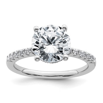 14k White Gold 2 3/4 carat Lab Grown Diamond VS+ F+ Round Complete Engagement Ring