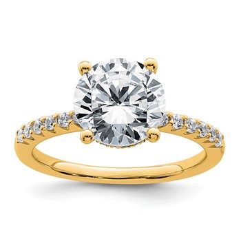 14k 2 3/4 carat Lab Grown Diamond VS+ F+ Round Complete Engagement Ring