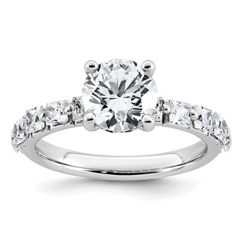 14k White Gold 2 1/2 carat Lab Grown Diamond VS+ F+ Round Complete Engagement Ring