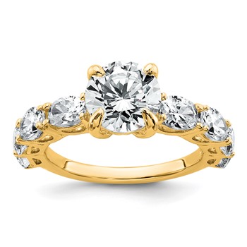 14k 3 3/4 Lab Grown Diamond VS+ F+ Round Complete Engagement Ring