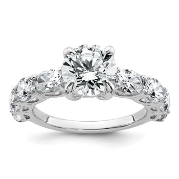 14k White Gold 3 3/4 Certified Lab Grown Diamond VS+ F+ Round Complete Engagement Ring
