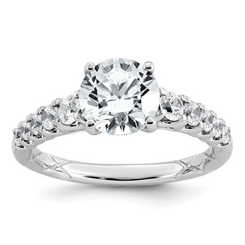 14k White Gold 2 Certified Lab Grown Diamond VS+ F+ Round Complete Engagement Ring