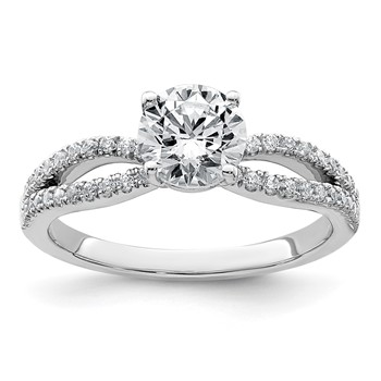 14k White Gold 1 1/4 carat Lab Grown Diamond VS+ F+ Round Complete Engagement Ring