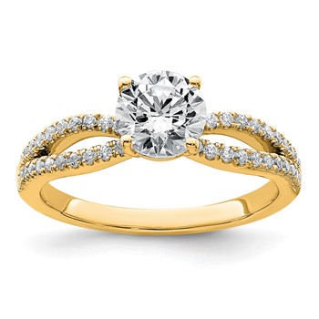 14k 1 1/4 carat Lab Grown Diamond VS+ F+ Round Complete Engagement Ring