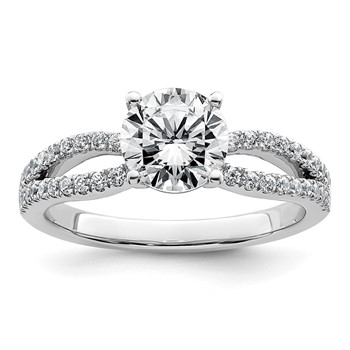 14k White Gold 1 1/2 carat Lab Grown Diamond VS+ F+ Round Complete Engagement Ring