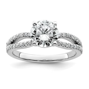 14k White Gold 1 3/4 carat Certified Lab Grown Diamond VS+ F+ Round Complete Engagement Ring