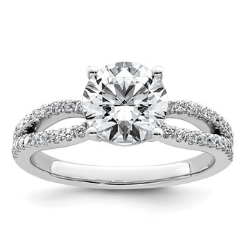 14k White Gold 2 carat Lab Grown Diamond VS+ F+ Round Complete Engagement Ring