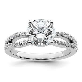 14k White Gold 2 1/4 carat Certified Lab Grown Diamond VS+ F+ Round Complete Engagement Ring