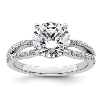 14k White Gold 2 1/2 carat Certified Lab Grown Diamond VS+ F+ Round Complete Engagement Ring