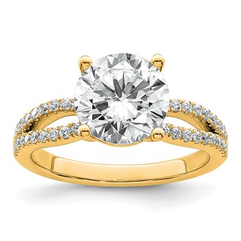 14k 2 3/4 carat Lab Grown Diamond VS+ F+ Round Complete Engagement Ring