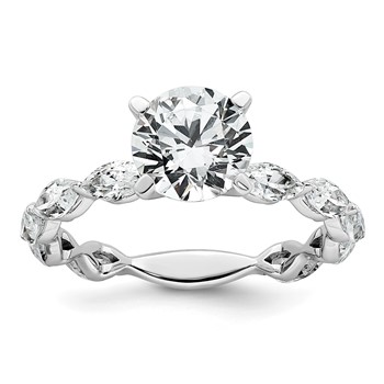 14k White Gold 2 5/8 carat Lab Grown Diamond VS+ F+ Round Complete Engagement Ring