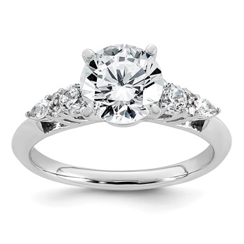 14k White Gold 1 3/4 carat Lab Grown Diamond VS+ F+ Round Complete Engagement Ring