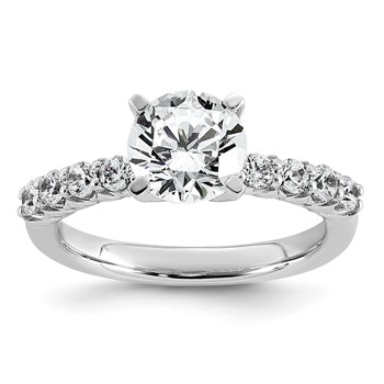 14k White Gold 1 7/8 carat Lab Grown Diamond VS+ F+ Round Complete Engagement Ring