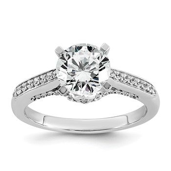 14k White Gold 1 3/4 carat Certified Lab Grown Diamond VS+ F+ Round Complete Engagement Ring