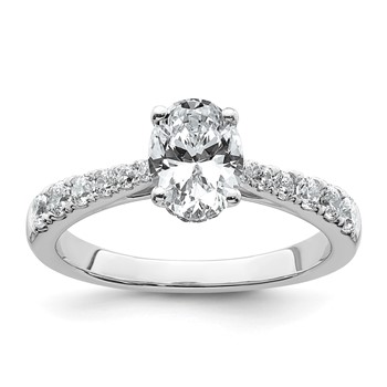 14k White Gold 1 1/2 carat Certified Lab Grown Diamond VS+ F+ Oval Complete Engagement Ring