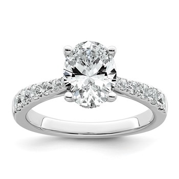 14k White Gold 2 carat Certified Lab Grown Diamond VS+ F+ Oval Complete Engagement Ring