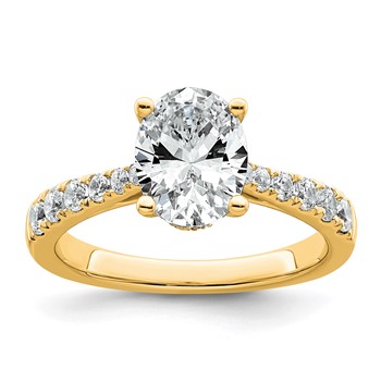 14k 2 carat Certified Lab Grown Diamond VS+ F+ Oval Complete Engagement Ring