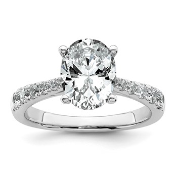 14k White Gold 2 1/2 carat Certified Lab Grown Diamond VS+ F+ Oval Complete Engagement Ring