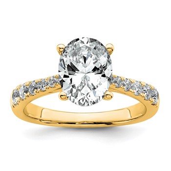 14k 2 1/2 carat Certified Lab Grown Diamond VS+ F+ Oval Complete Engagement Ring