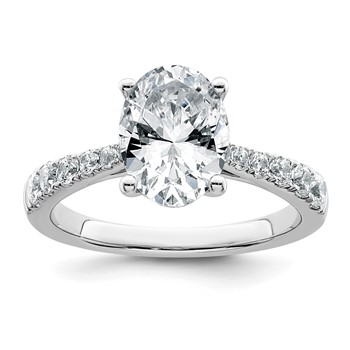 14k White Gold 3 carat Certified Lab Grown Diamond VS+ F+ Oval Complete Engagement Ring
