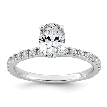 14k White Gold 1 1/3 carat Lab Grown Diamond VS+ F+ Oval Complete Shared Prong Engagement Ring