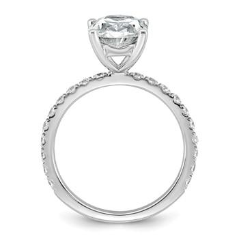 14k White Gold 3 3/8 carat Certified Lab Grown Diamond VS+ F+ Oval Complete Shared Prong Engagement Ring — alternate view