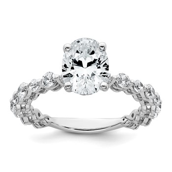 14k White Gold 2 1/3 carat Lab Grown Diamond VS+ F+ Oval Complete Shared Prong Engagement Ring