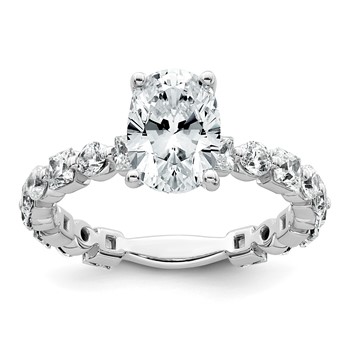 14k White Gold 3 carat Certified Lab Grown Diamond VS+ F+ Oval Complete Engagement Ring