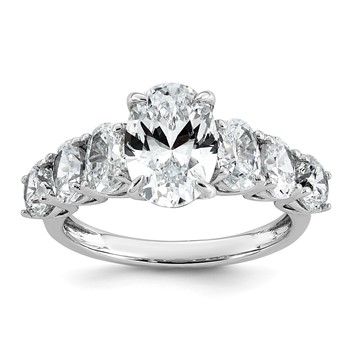 14k White Gold 3 7/8 carat Lab Grown Diamond VS+ F+ Oval Complete Engagement Ring