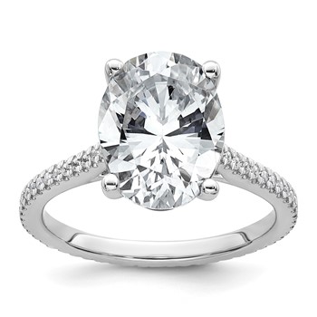14k White Gold 4 1/4 carat Certified Lab Grown Diamond VS+ F+ Oval Complete Engagement Ring